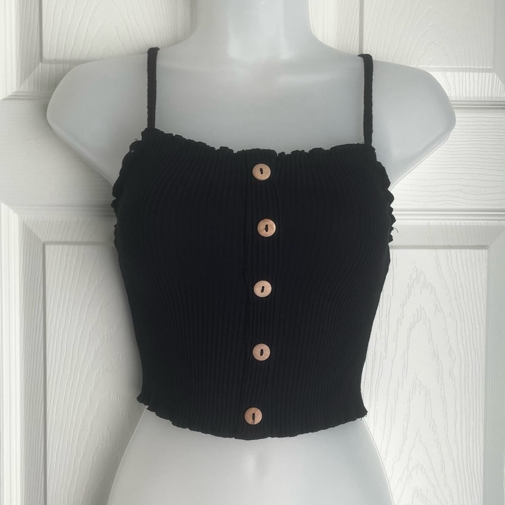 Derek Heart Black Fitted Crop Tank Top